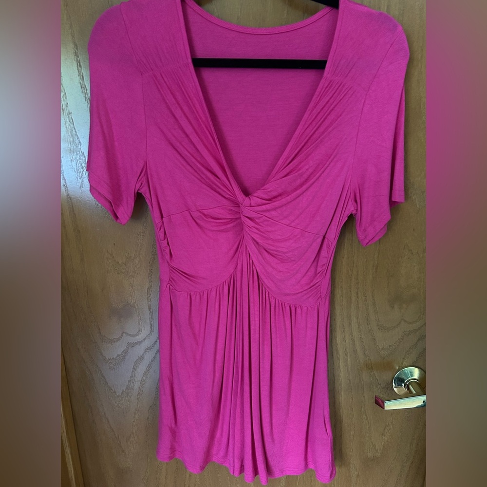 Amazon hot pink Gathered Front Blouse